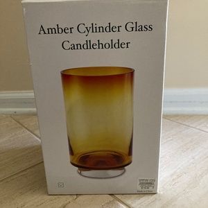 Amber Glass Candle Holder